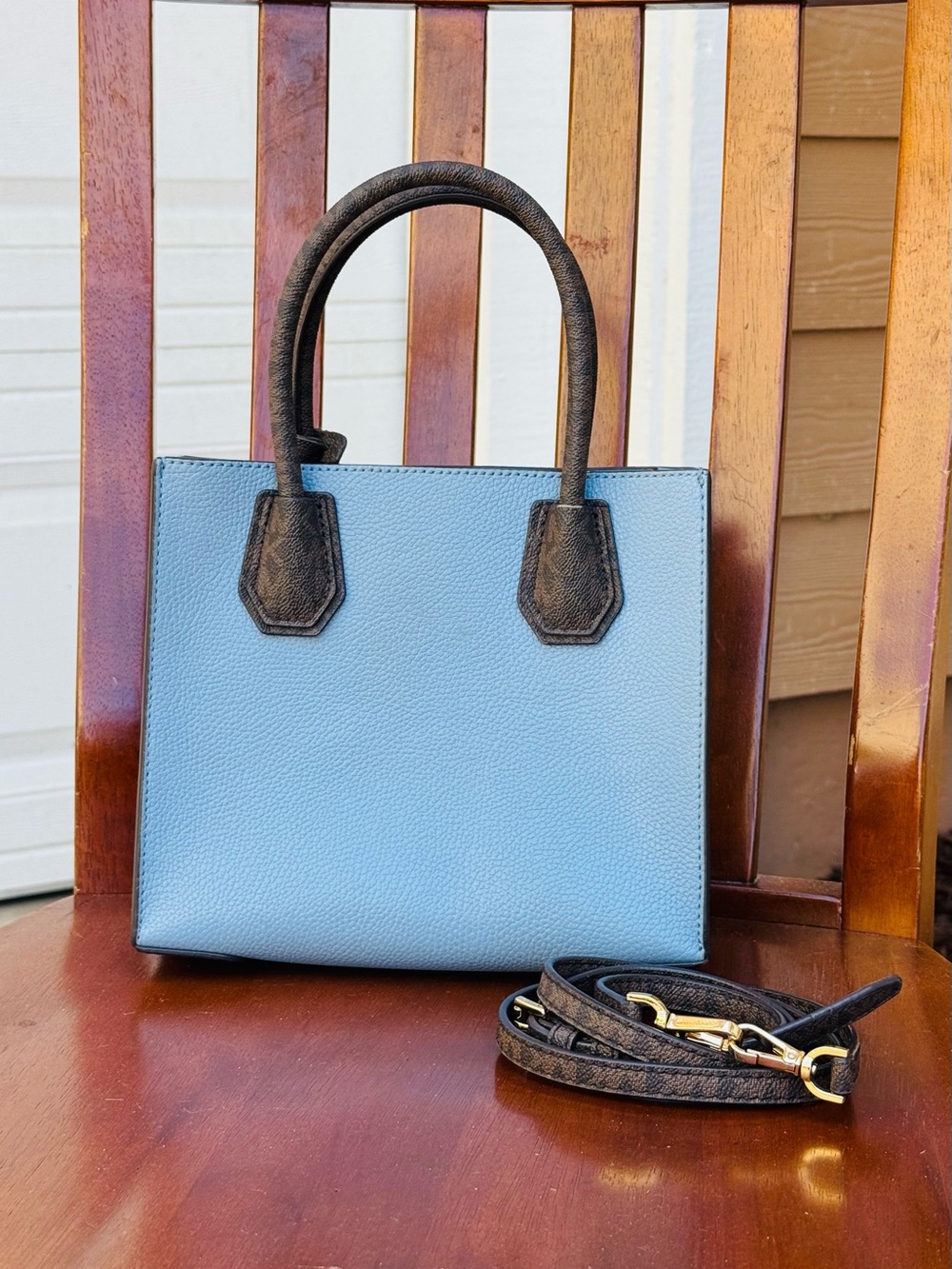 Michael Kors Mercer Pebbled Leather Satchel Crossbody Bag - Picture 6 of 14